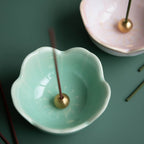 [ Free Shipping in continental US, CA, UK ] 100% Made in Japan Asayu Japan Pale Turquoise Mini Sakura Incense Holder with Brass Incense Burner Stand for relaxation, meditation and yoga