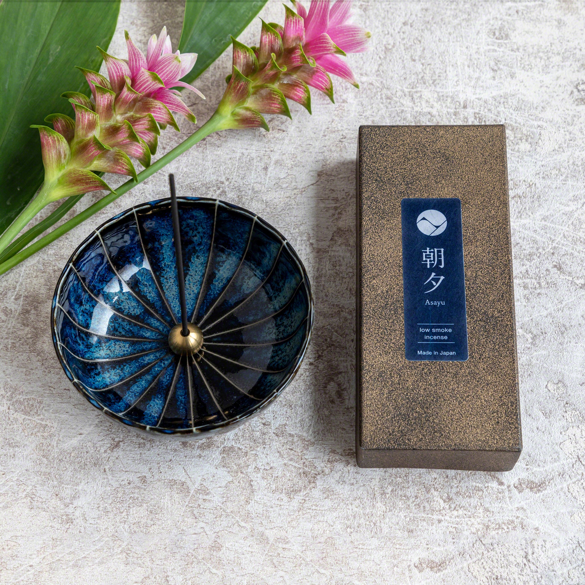 yoga incense set withdarknavy lotus incense holder