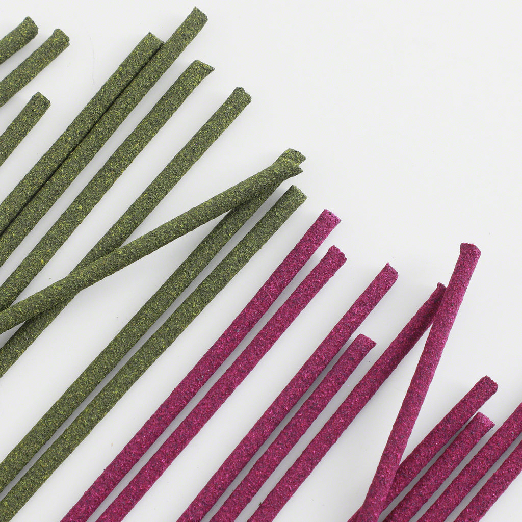 close up of the sakura and green tea incense sticks