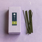 Box of Asayu Japan Matcha Green Tea Low Smoke incense with sticks outside
