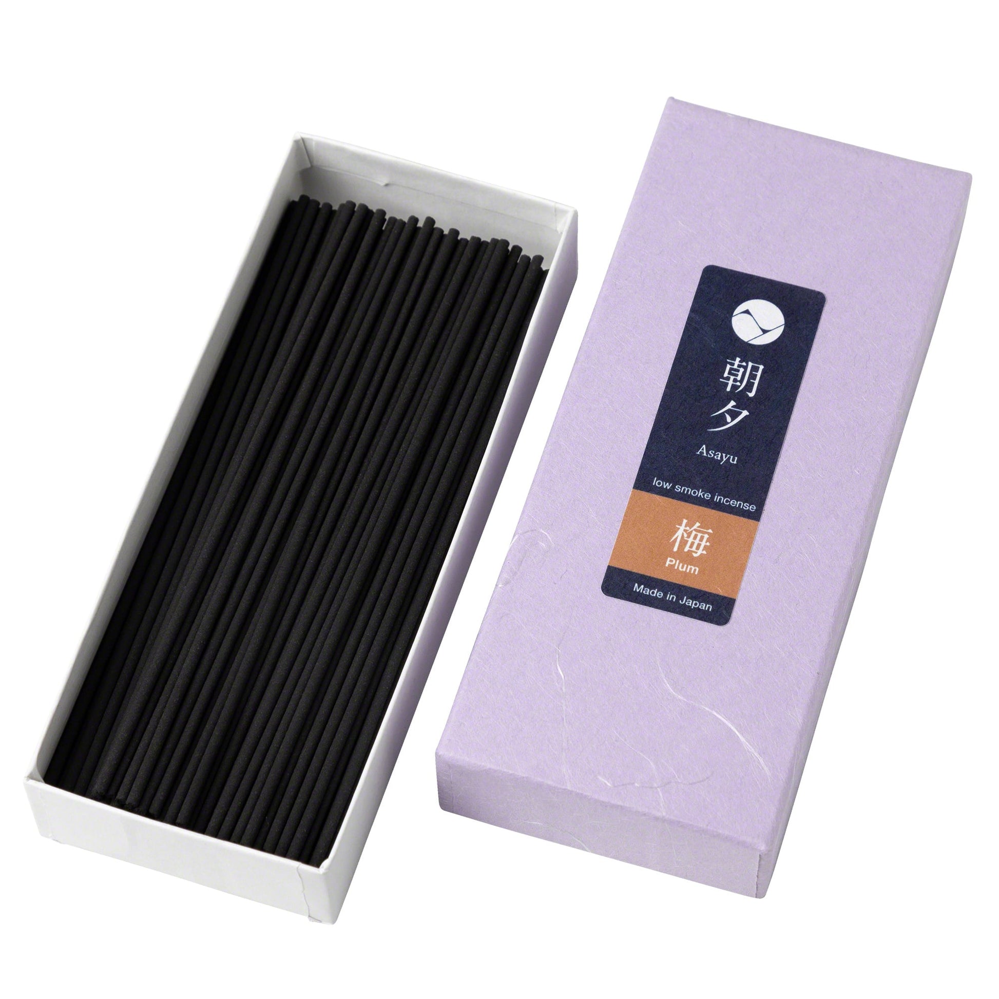 Plum Blossom Low Smoke Incense Sticks by Asayu Japan in an open box