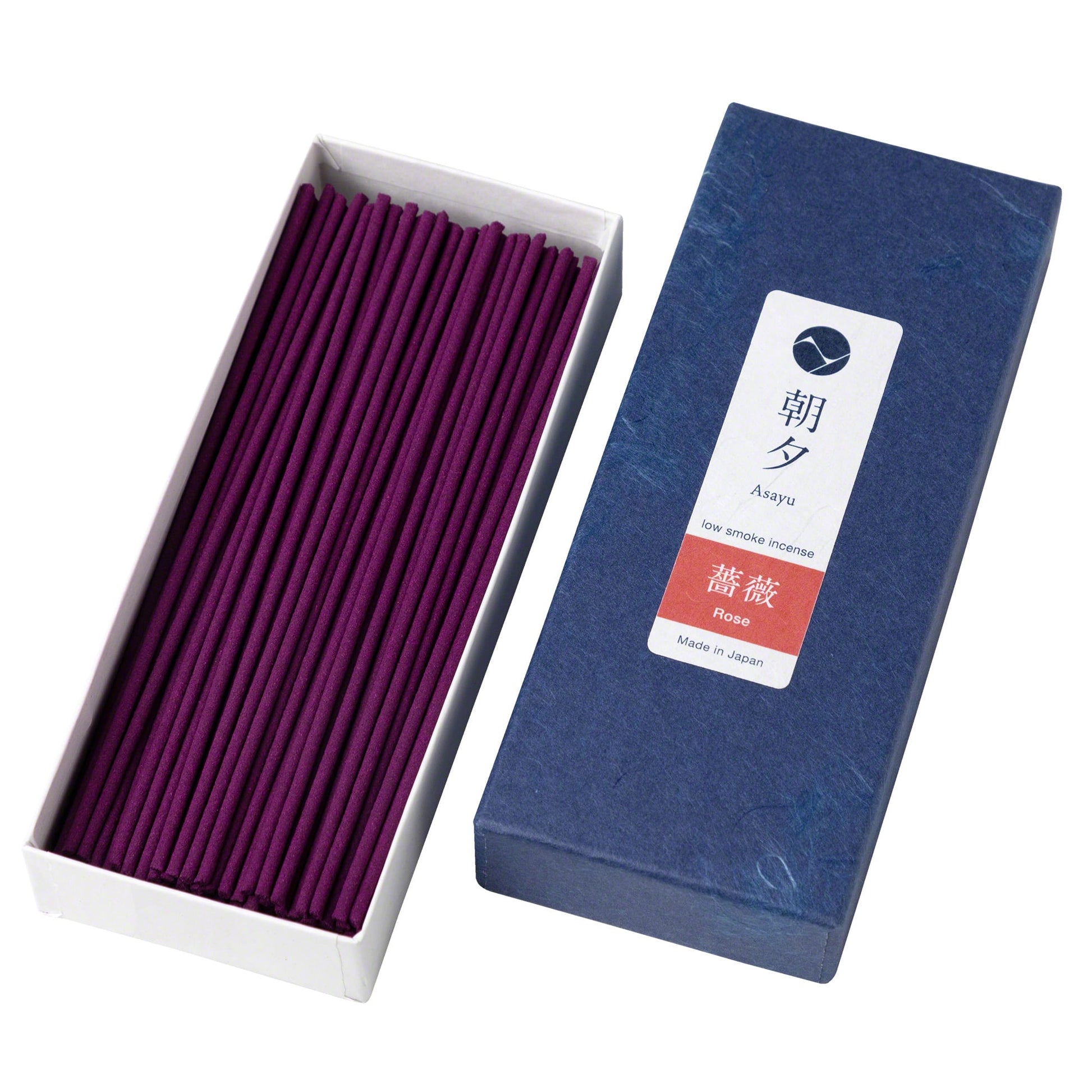 Rose Flower Low Smoke Incense Sticks by Asayu Japan in an open box