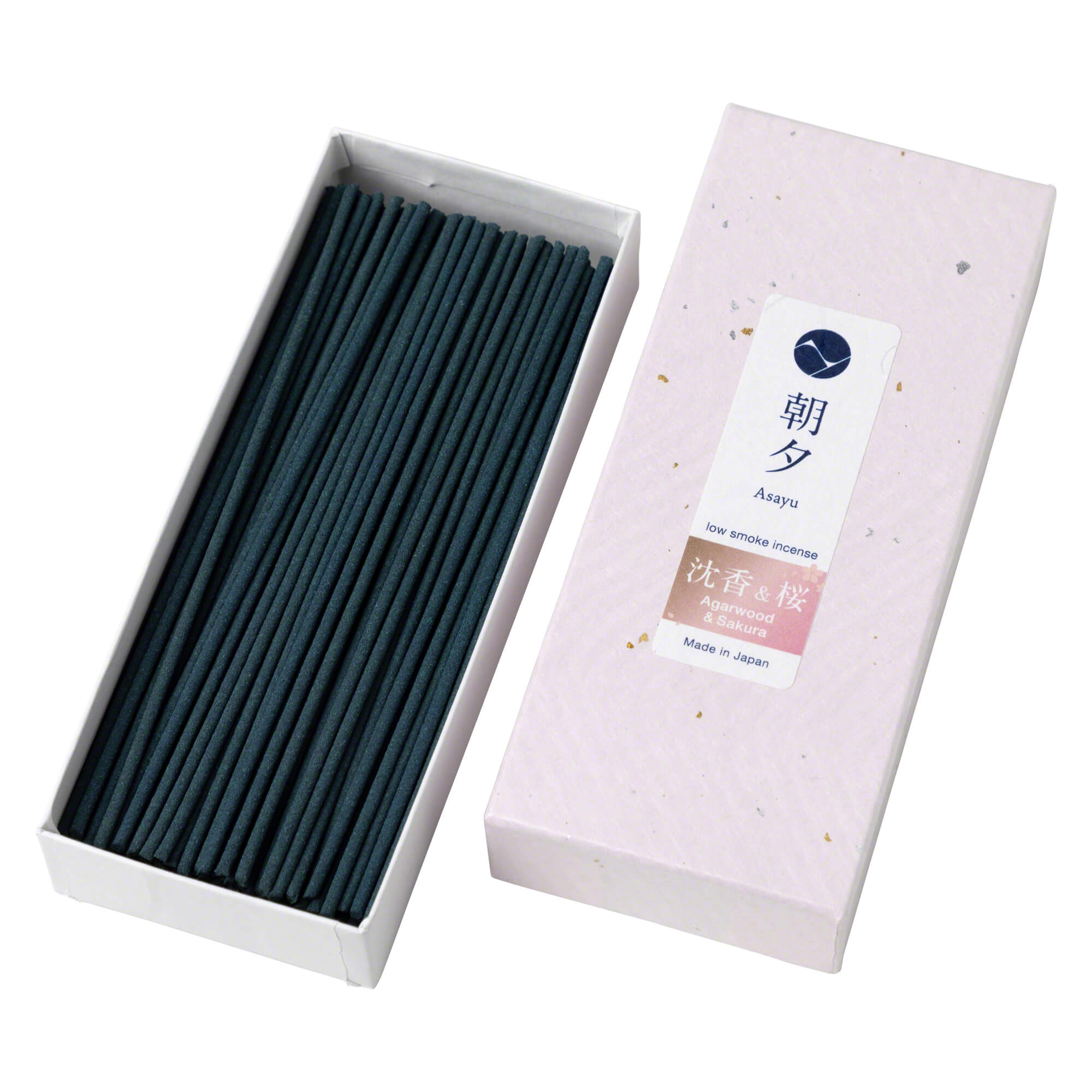 Premium Sakura Cherry Blossom and Agarwood Low Smoke Incense Sticks by Asayu Japan in an open box
