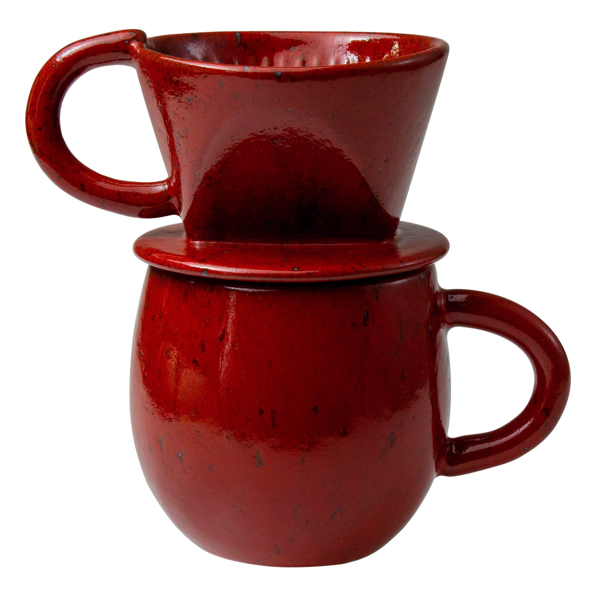 Chrome Red Ceramic Coffee Pour Over Maker Set Made In Japan