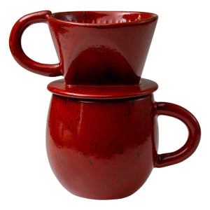 Chrome Red Ceramic Coffee Pour Over Maker Set
