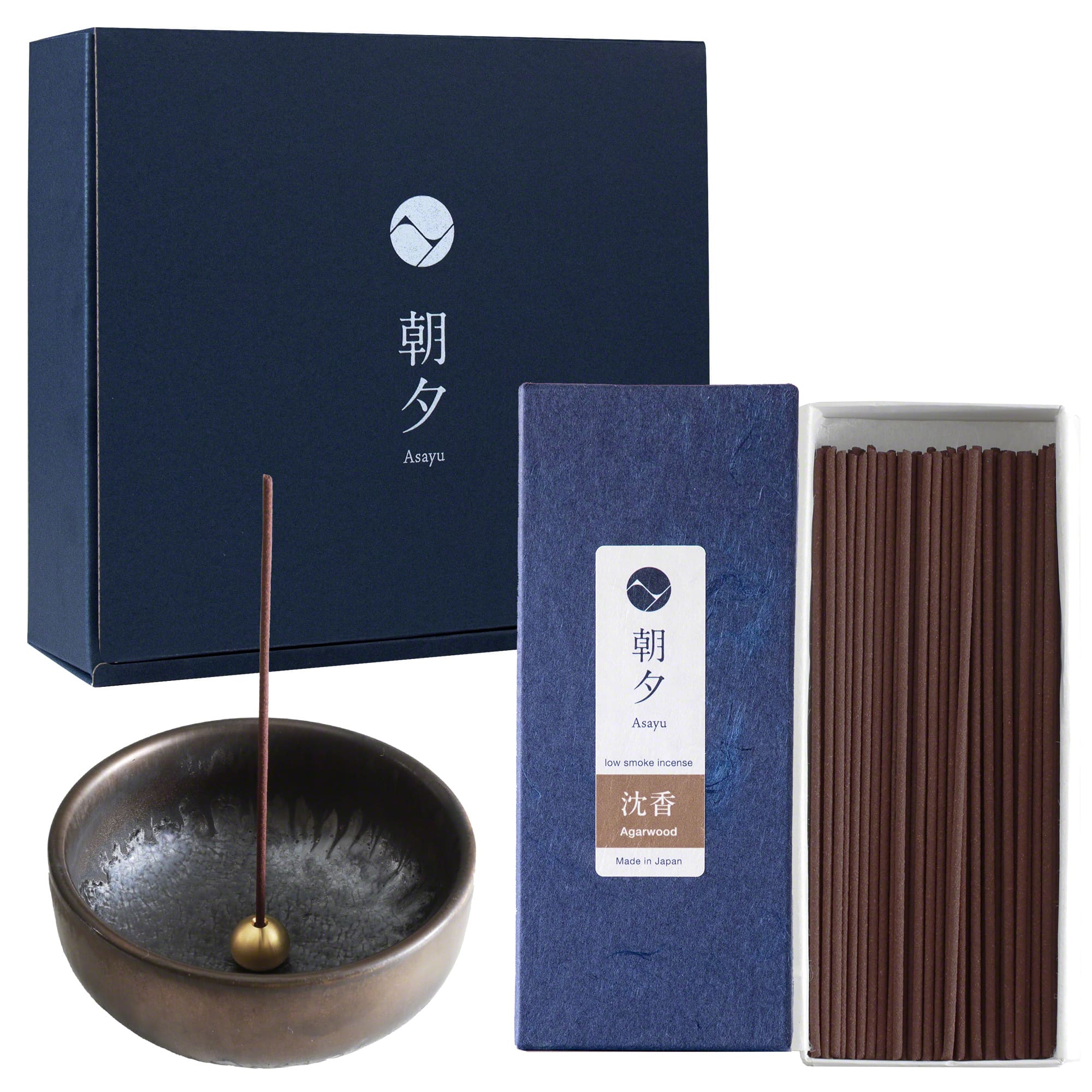 [ Free Shipping all over the US ]  100% Made in Japan Low Smoke Incense Gift Set  [ Agarwood Incense Sticks  + Zen Incense Holder and Burner Stand ] || Our low smoke incense set is manufactured in Awaji island, Japan's leading area in incense making with natural materials. Perfect for Yoga and Meditation.