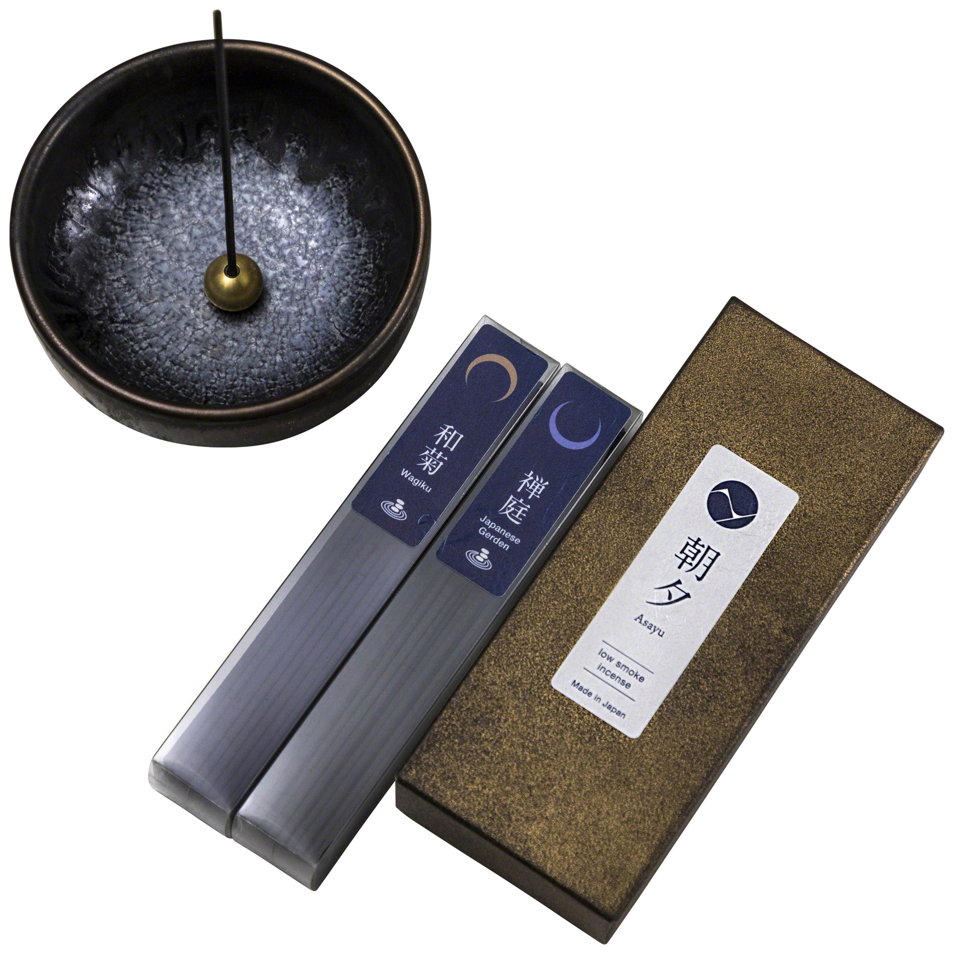 [ Free Shipping all over the US ]  100% Made in Japan Low Smoke Incense Gift Set [ Zen Set (Japanese Garden & Wagiku Chrysanthemum) + Zen Incense Holder ] || Low Smoke Japanese Incense Sticks || Incense holder and burner stand || Incense for Yoga and Meditation