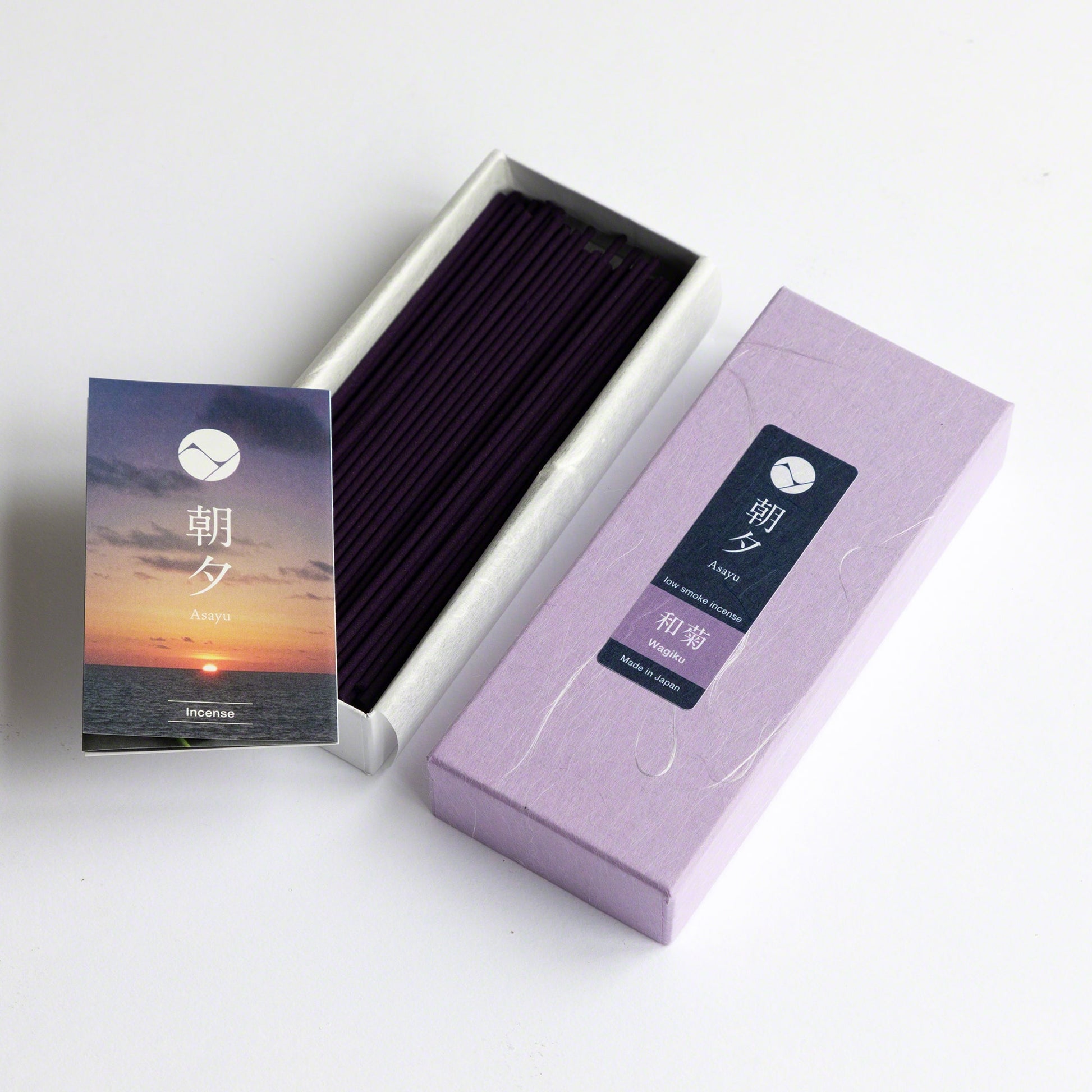 Asayu Japan Wagiku Japanese Chrysanthemum Low Smoke Incense Sticks box with mini catalogue